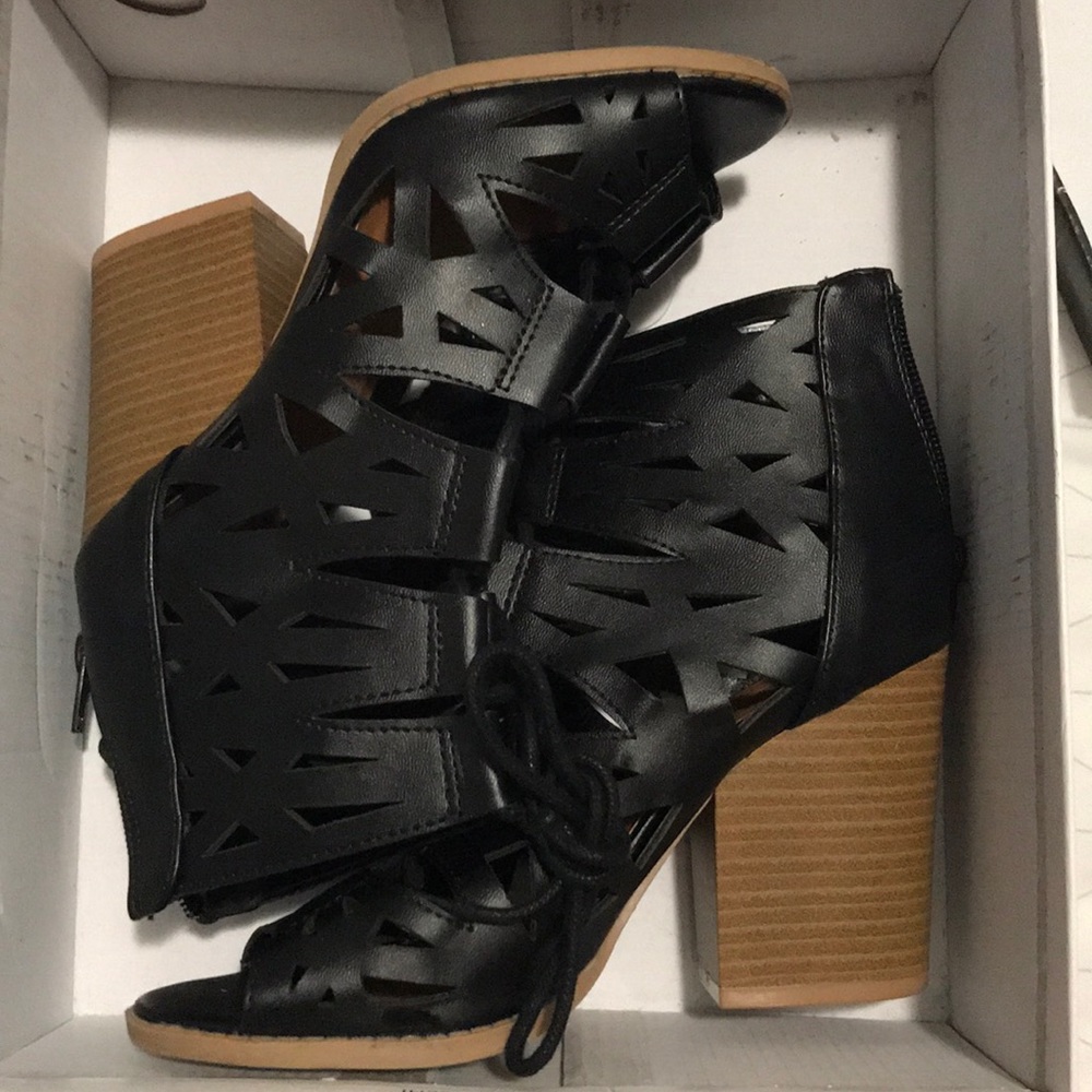 Black caged booties
